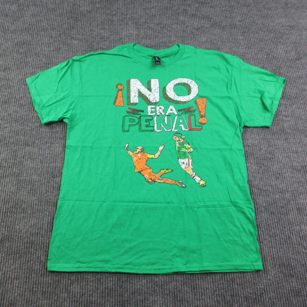 No Era Penal Shirt Mens XL Green Heavyweight Cotton Crew Neck Gildan Graphic Tee